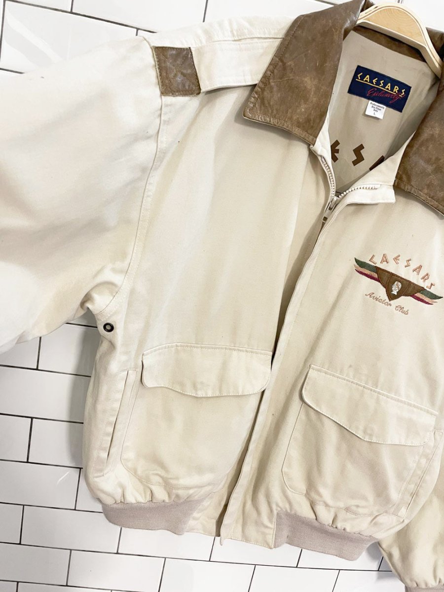 vintage caesars palace aviator club bomber jacket - good market thrift store