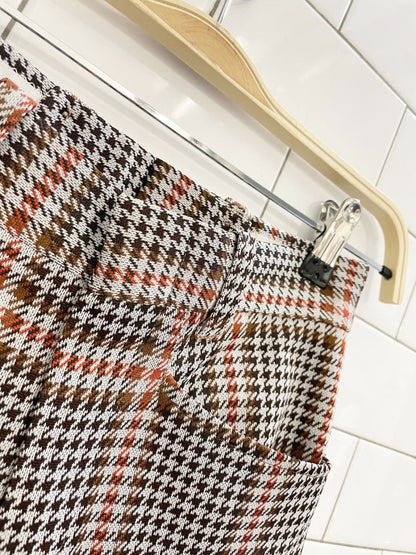 vintage 70s houndstooth flare leg poly knit trouser - good market thrift store