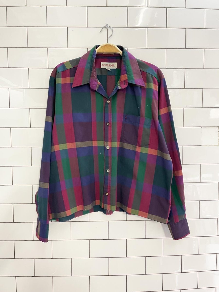 vintage 70s mcgregor plaid boxy crop shirt - good market thrift store