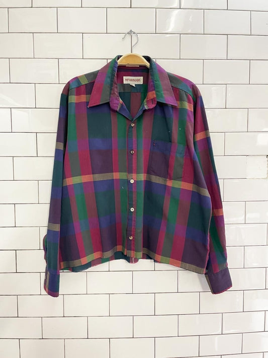 vintage 70s mcgregor plaid boxy crop shirt - good market thrift store