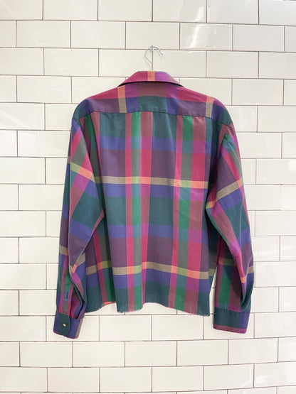 vintage 70s mcgregor plaid boxy crop shirt - good market thrift store