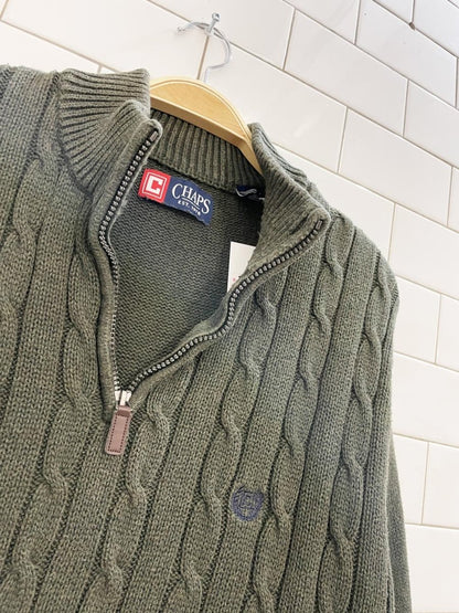 chaps RL cable knit 1/4 zip sweater - good market thrift store