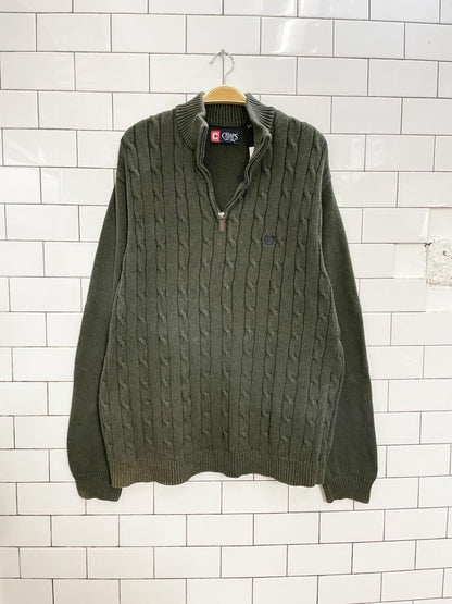chaps RL cable knit 1/4 zip sweater - good market thrift store