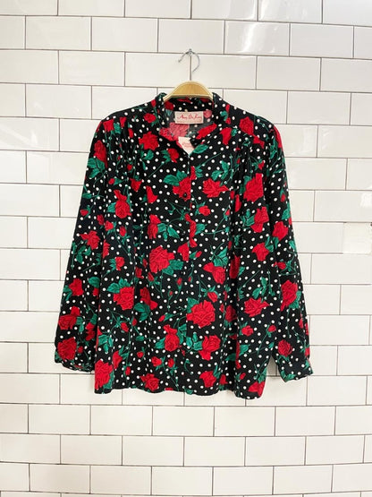vintage oversized rose floral blouse - good market thrift store