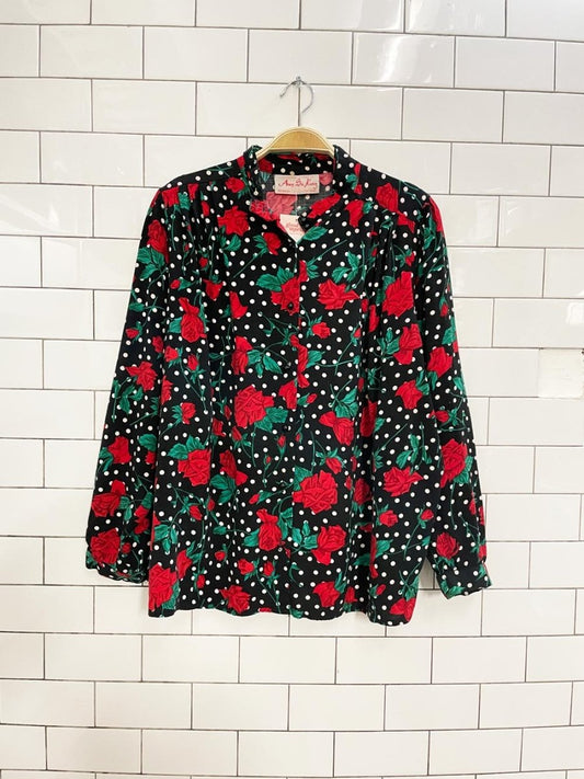 vintage oversized rose floral blouse - good market thrift store