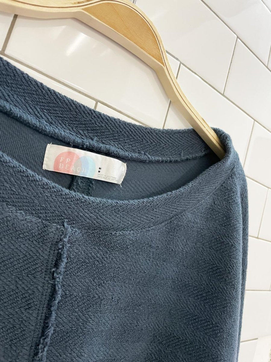 x2 free people beach oversized woven top + wide leg pant set - good market thrift store