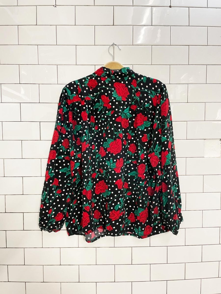 vintage oversized rose floral blouse - good market thrift store
