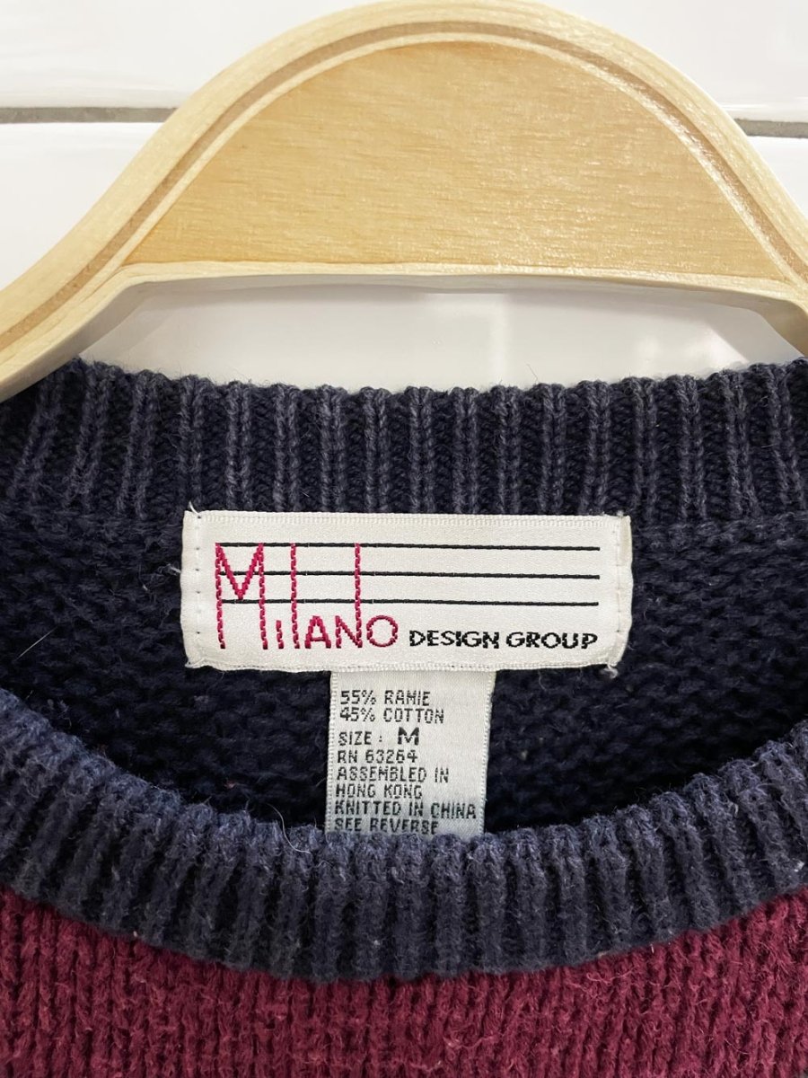 vintage 90s milano ramie - cotton argyle knit sweater - good market thrift store