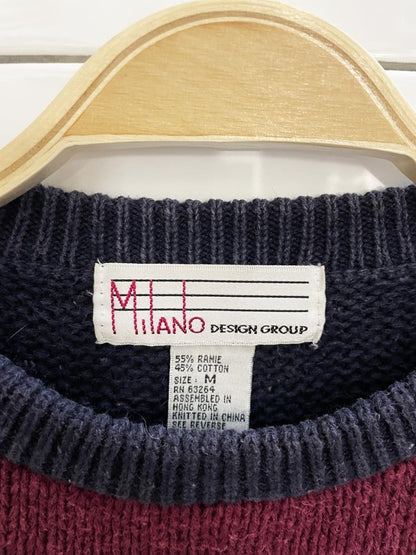 vintage 90s milano ramie - cotton argyle knit sweater - good market thrift store