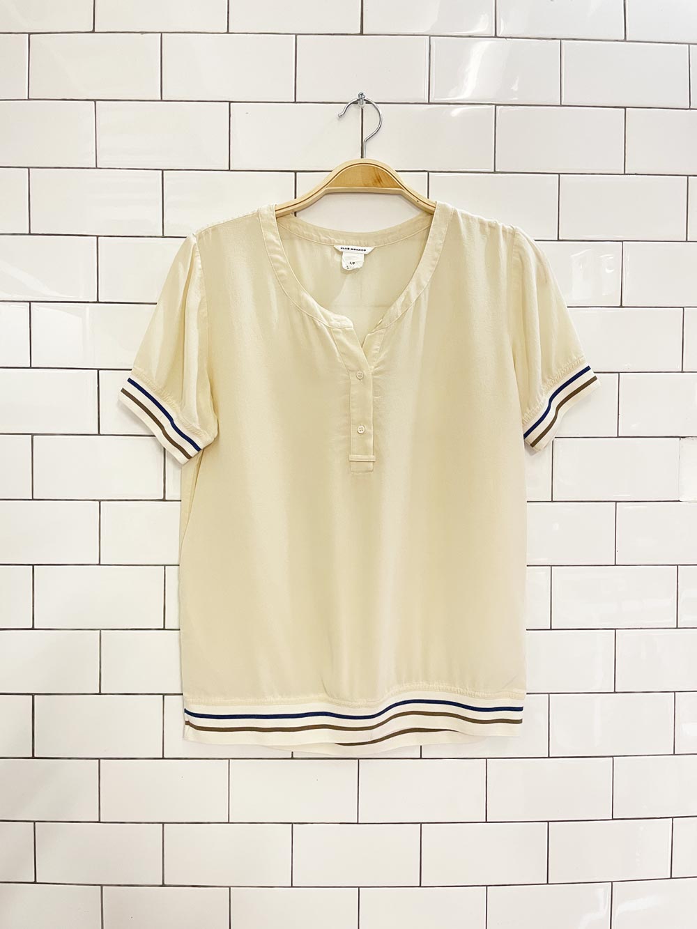 club monaco silk shirt with knit trim - good market thrift store