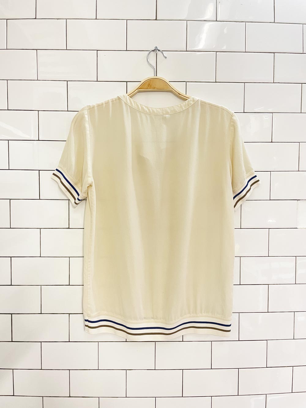 club monaco silk shirt with knit trim - good market thrift store