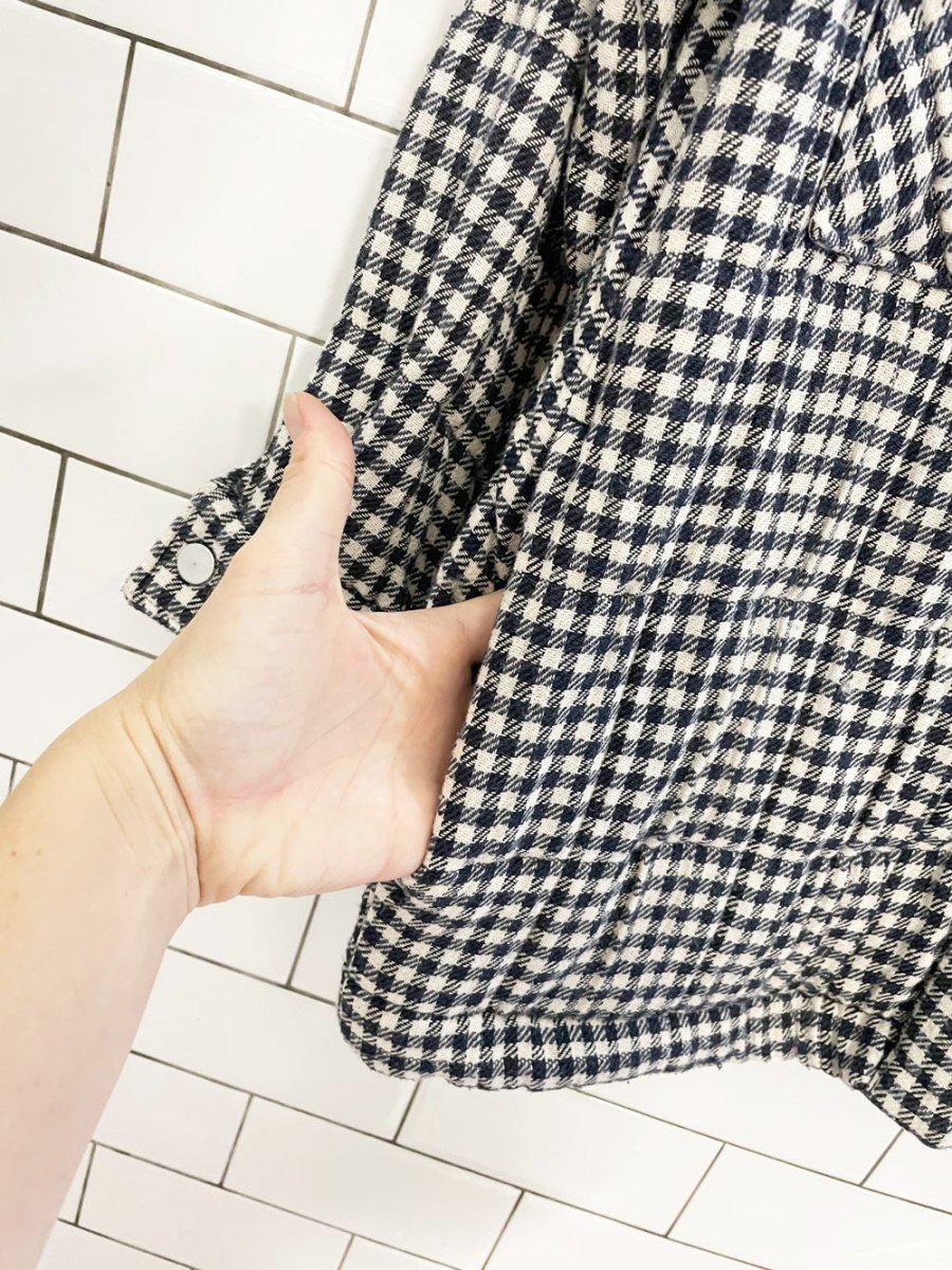 zara quilted gauze cotton plaid shirt jacket - good market thrift store