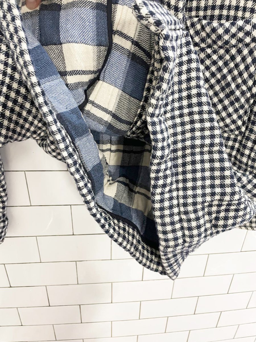 zara quilted gauze cotton plaid shirt jacket - good market thrift store