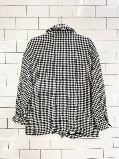 zara quilted gauze cotton plaid shirt jacket - good market thrift store