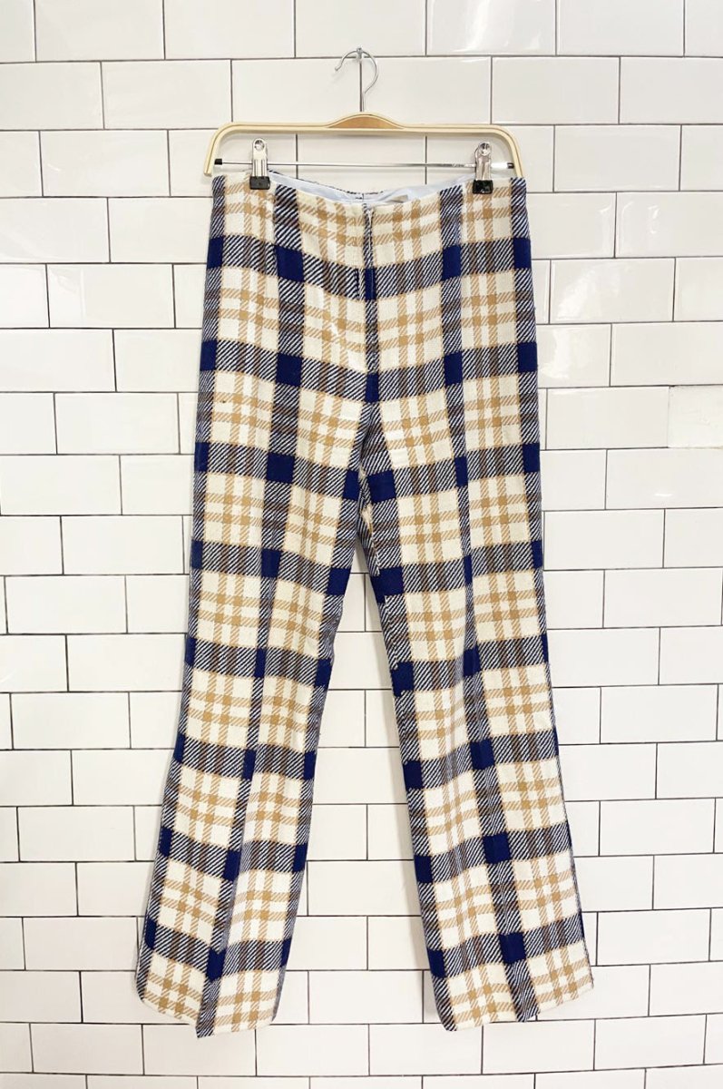 vintage 60s pant - man wool plaid sleeveless jacket and pant set - good market thrift store