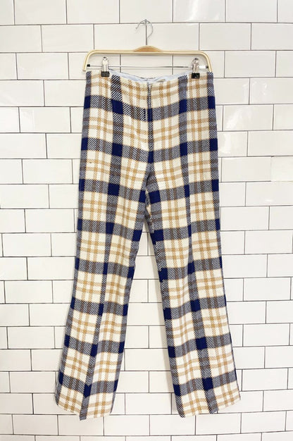 vintage 60s pant - man wool plaid sleeveless jacket and pant set - good market thrift store