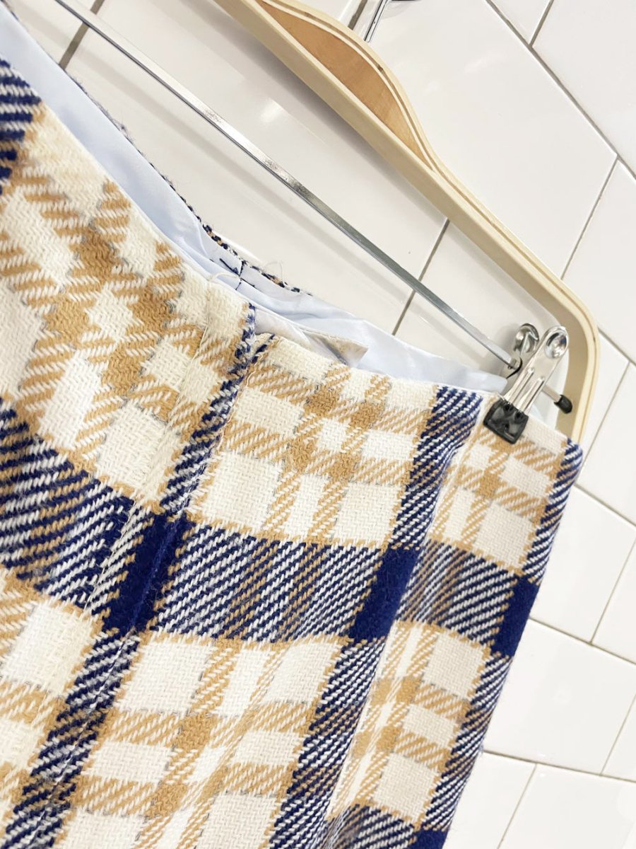 vintage 60s pant - man wool plaid sleeveless jacket and pant set - good market thrift store