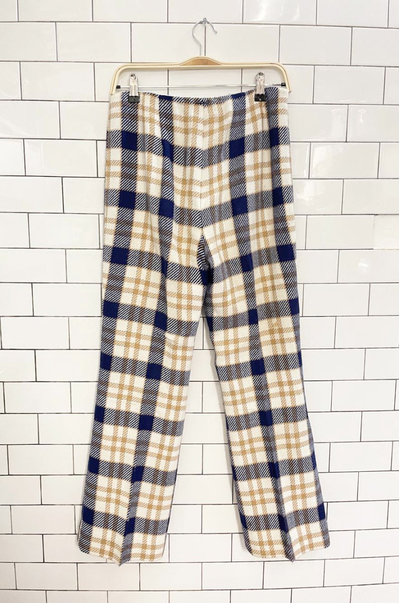 vintage 60s pant - man wool plaid sleeveless jacket and pant set - good market thrift store