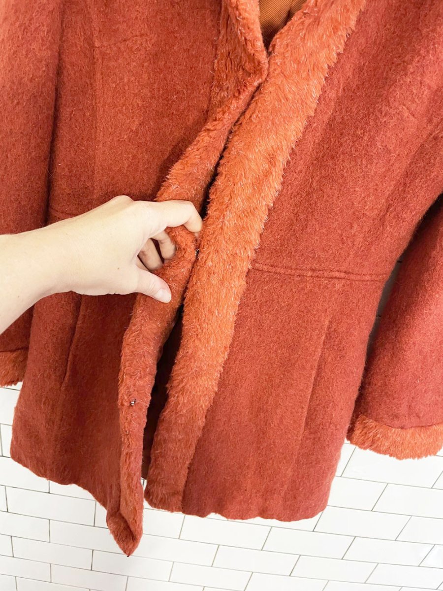 y2k unit collection mohair - wool blend hooded jacket - good market thrift store