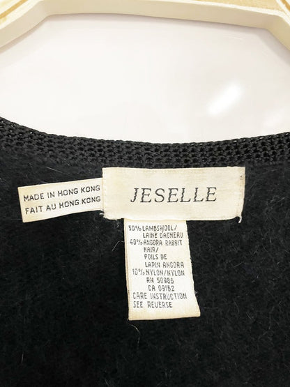 vintage 00s jeselle wool - angora crochet trim knit cardigan - good market thrift store