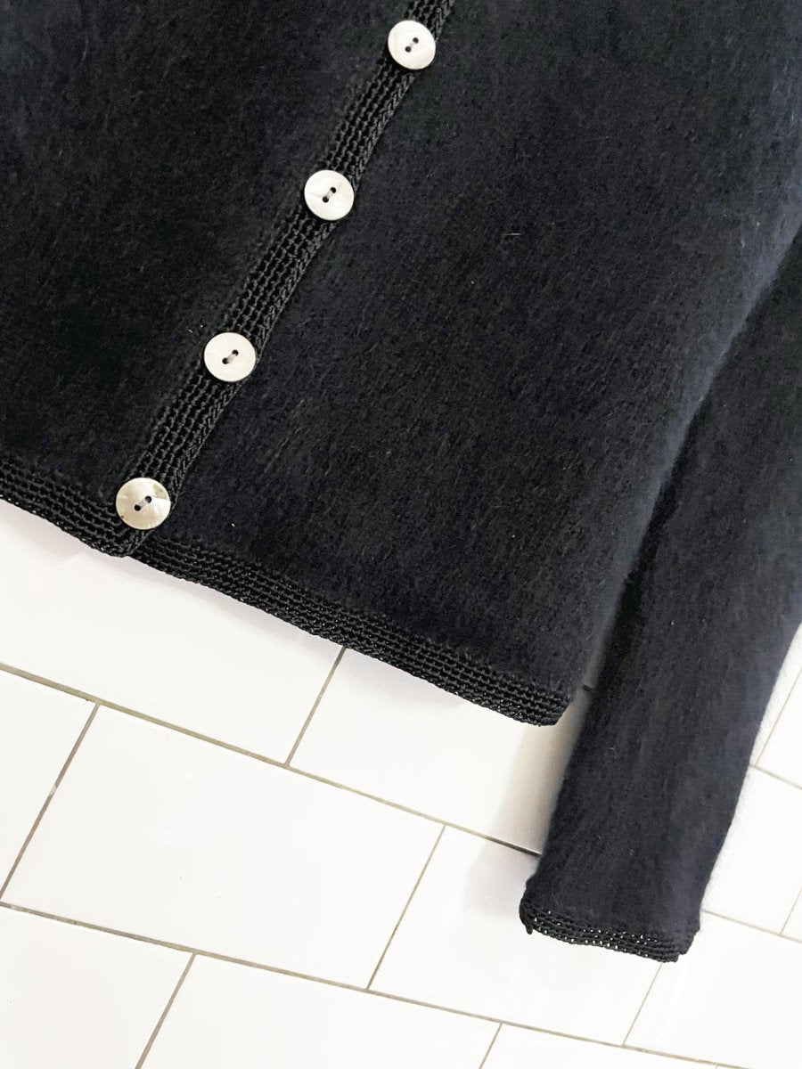 vintage 00s jeselle wool - angora crochet trim knit cardigan - good market thrift store