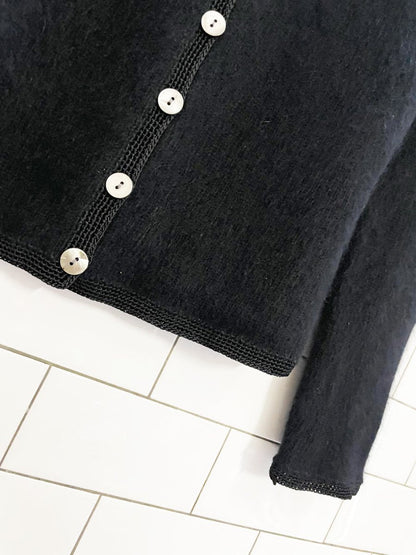 vintage 00s jeselle wool - angora crochet trim knit cardigan - good market thrift store