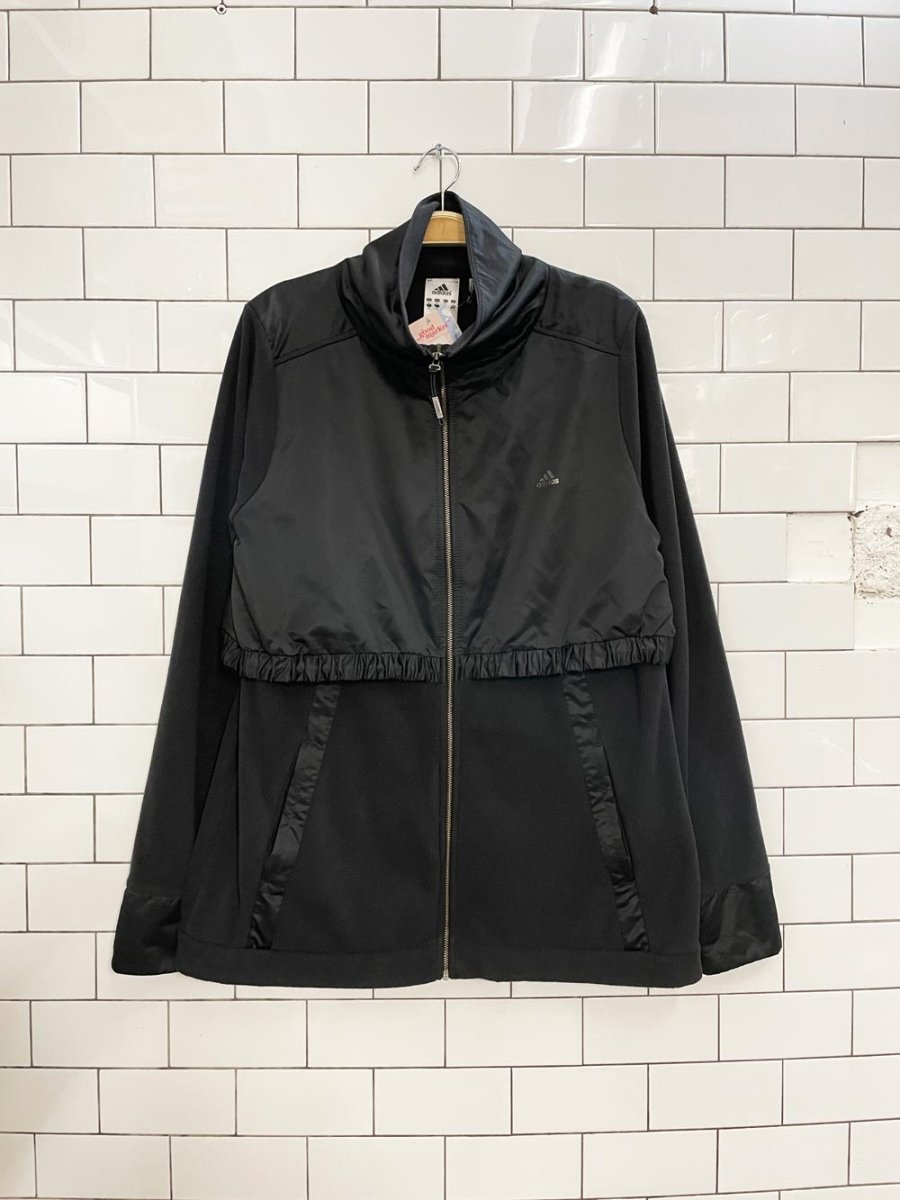 adidas layered nylon drawstring fleece jacket - good market thrift store