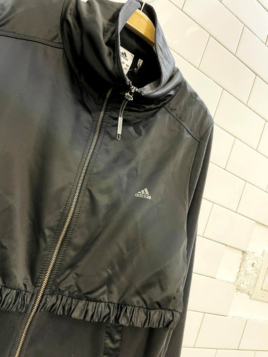 adidas layered nylon drawstring fleece jacket - good market thrift store