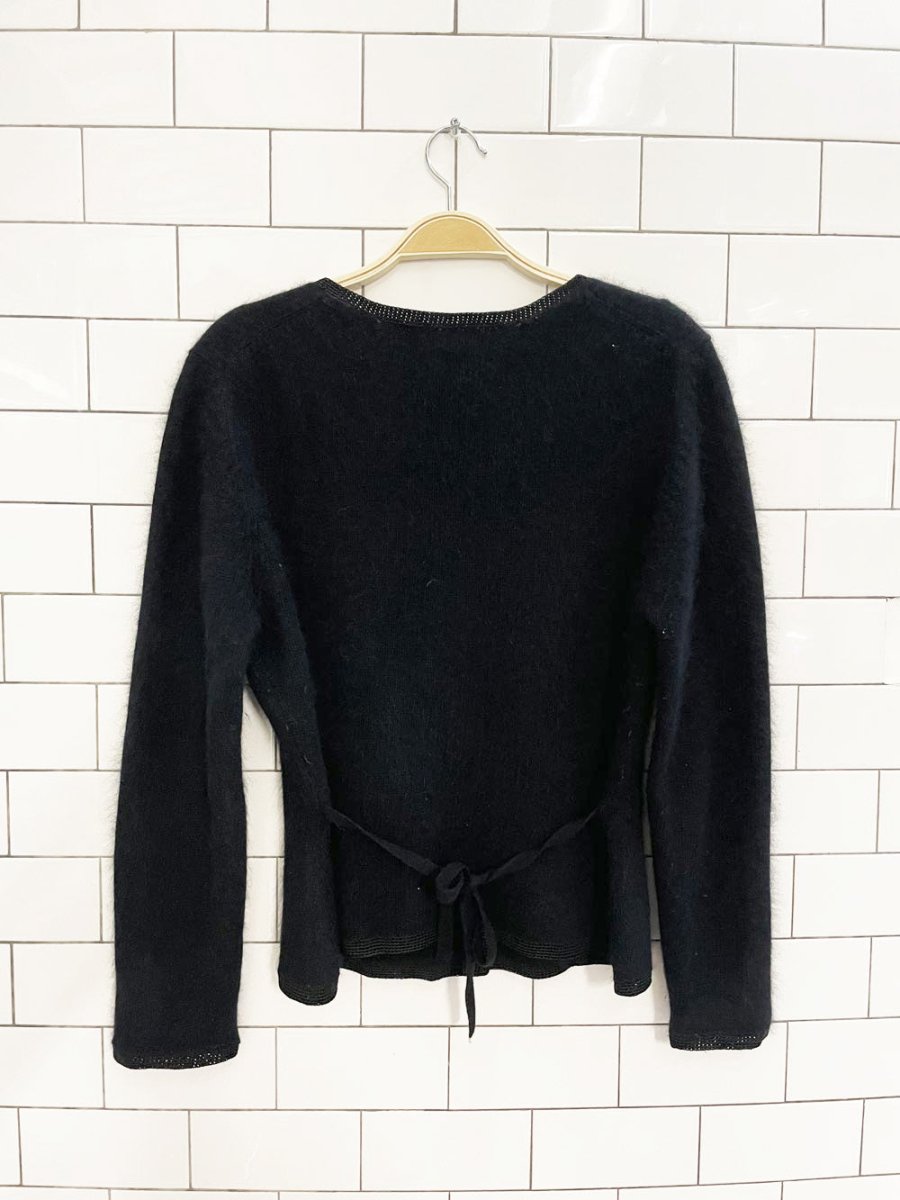 vintage 00s jeselle wool - angora crochet trim knit cardigan - good market thrift store