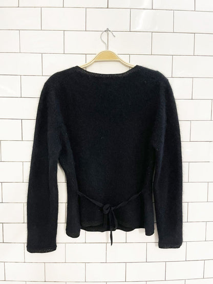 vintage 00s jeselle wool - angora crochet trim knit cardigan - good market thrift store