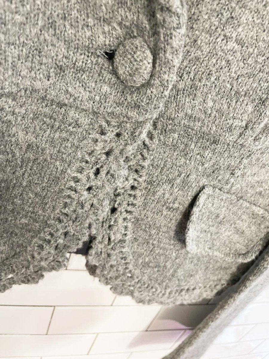 vintage 00s tristan & iseut wool - blend bell sleeve knit blazer jacket - good market thrift store