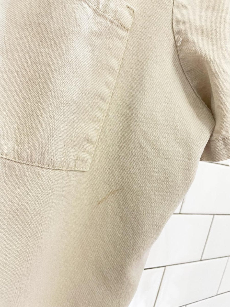 vintage 90s twill full zipper short sleeve shirt - good market thrift store