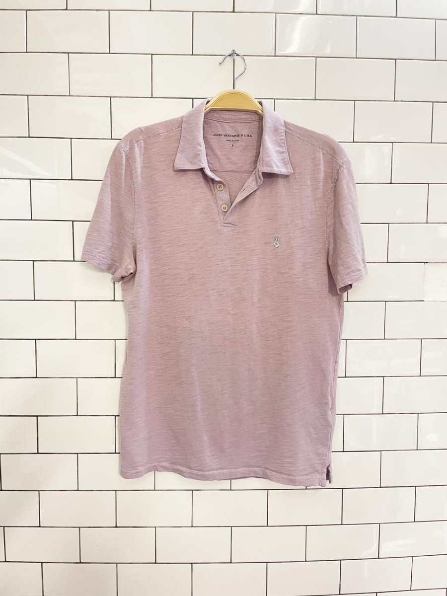 john varvatos embroidered peace hand collared tee - good market thrift store