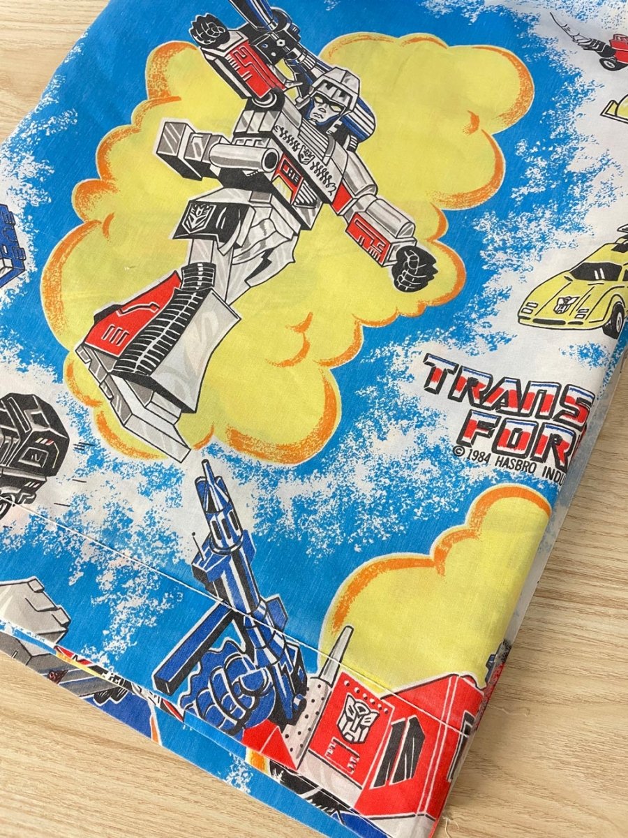 vintage 80s hasbro transformers flat bed sheet - good market thrift store