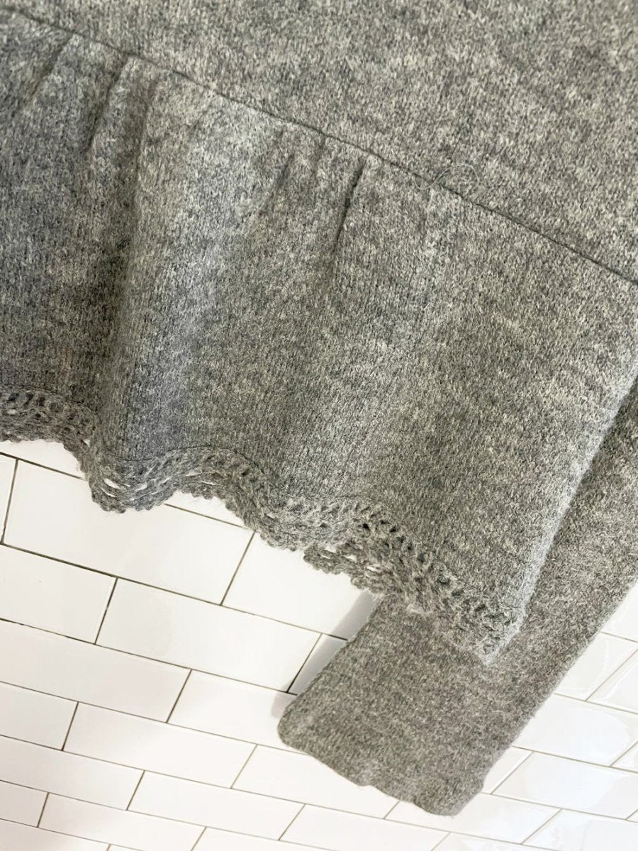 vintage 00s tristan & iseut wool - blend bell sleeve knit blazer jacket - good market thrift store