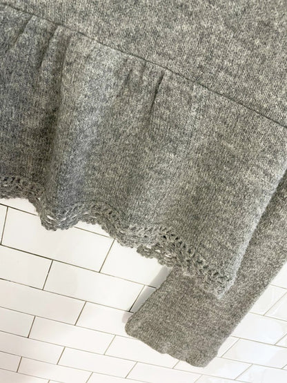 vintage 00s tristan & iseut wool - blend bell sleeve knit blazer jacket - good market thrift store