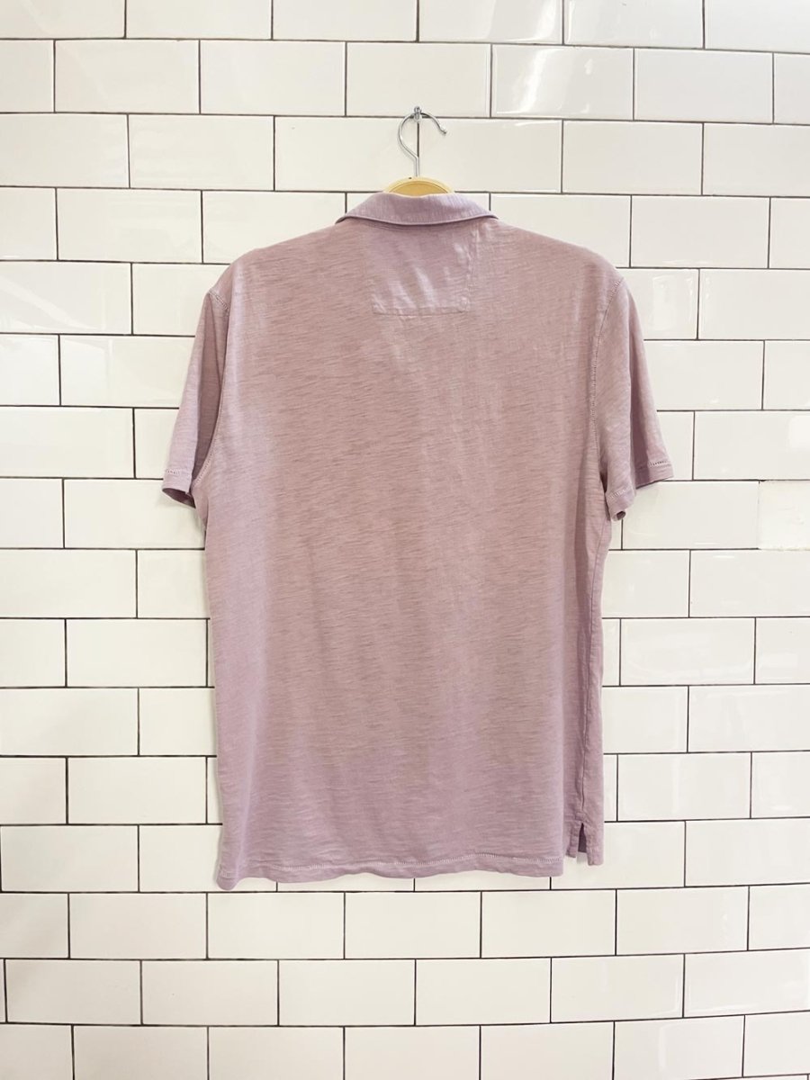 john varvatos embroidered peace hand collared tee - good market thrift store