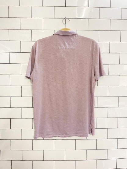 john varvatos embroidered peace hand collared tee - good market thrift store