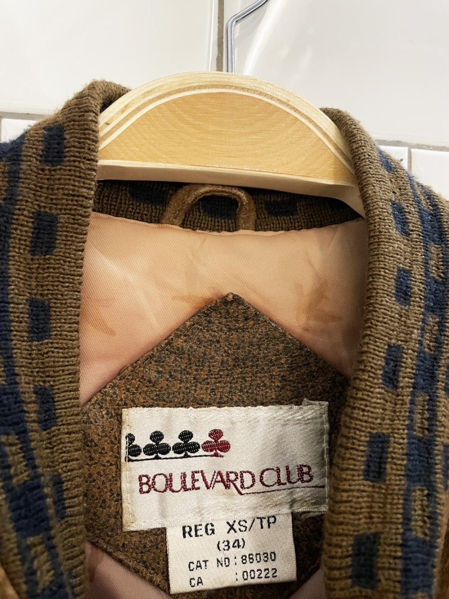 vintage 90s boulevard club suede embroidered mallard knit cuff bomber jacket - good market thrift store