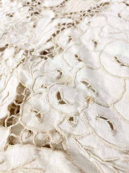 vintage embroidered lace floral tablecloth - good market thrift store