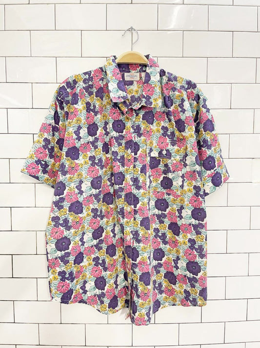 vintage 00s essential needs pleated yoke floral shirt - good market thrift store