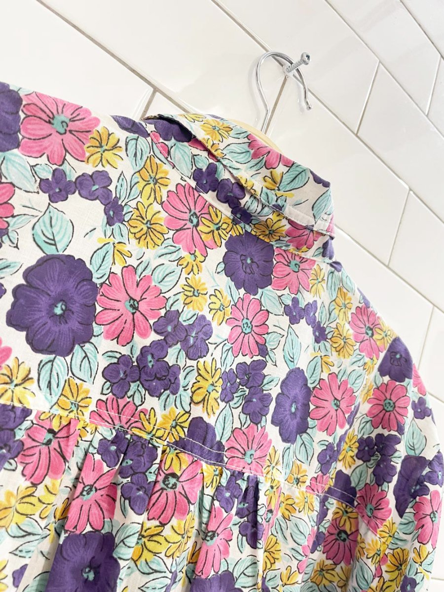 vintage 00s essential needs pleated yoke floral shirt - good market thrift store