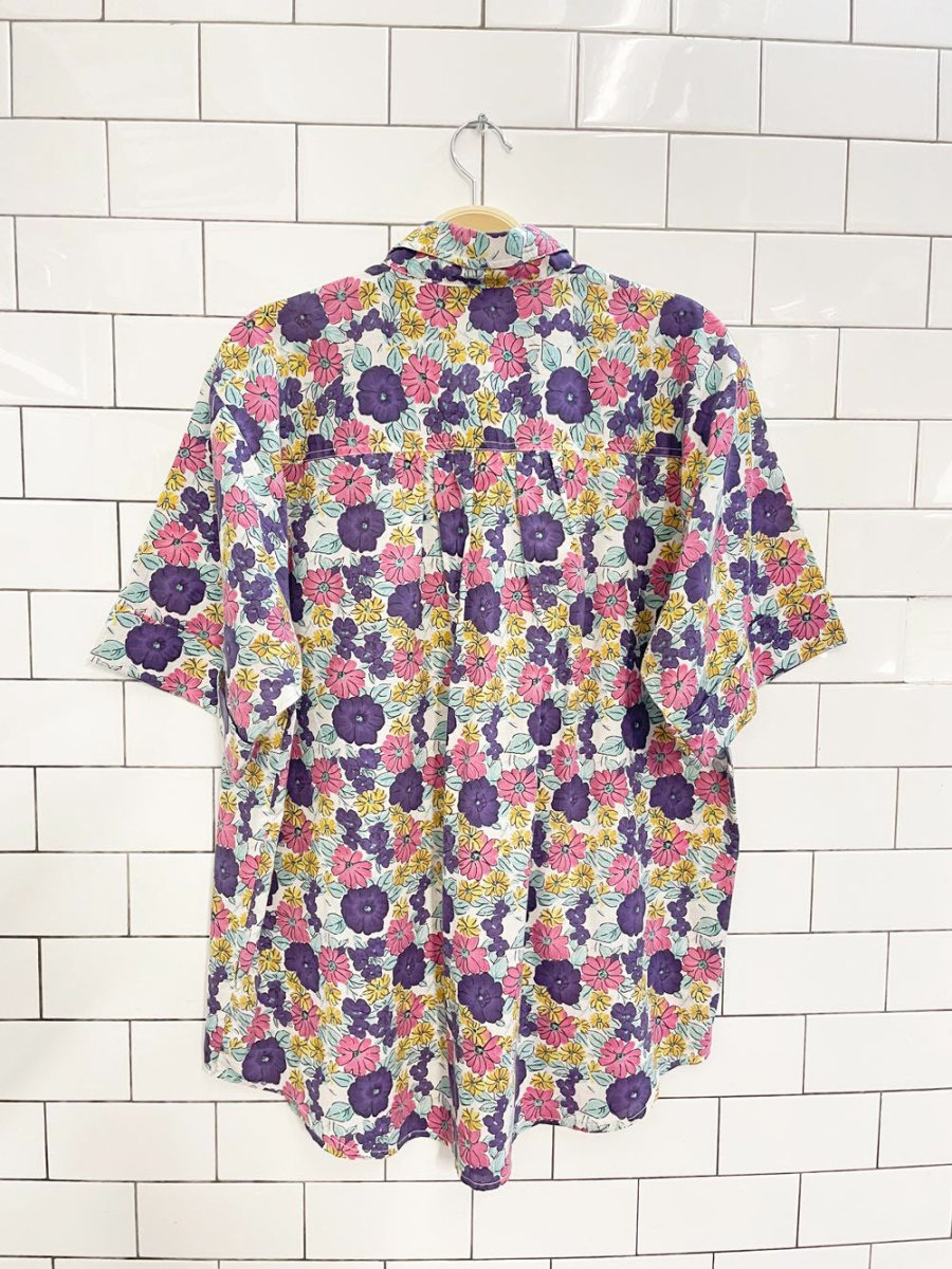 vintage 00s essential needs pleated yoke floral shirt - good market thrift store