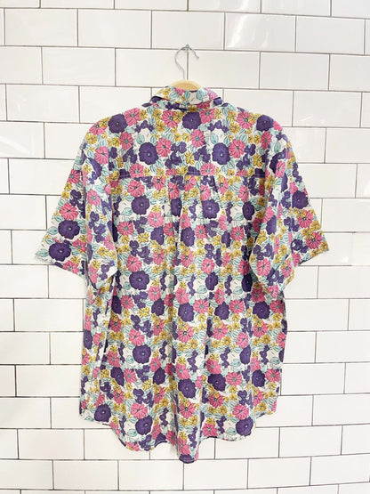vintage 00s essential needs pleated yoke floral shirt - good market thrift store