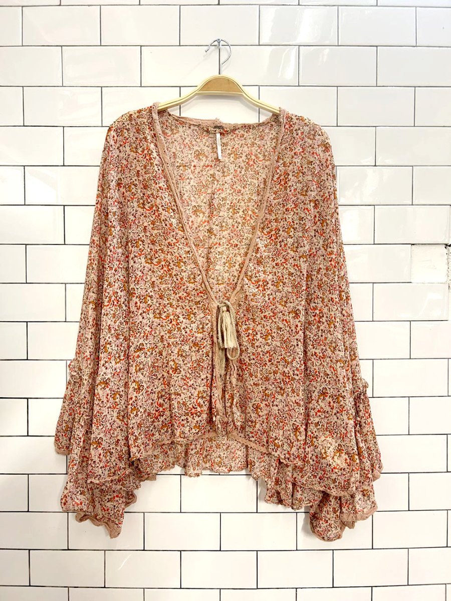 free people lola kimono oversized ruffle top - good market thrift store