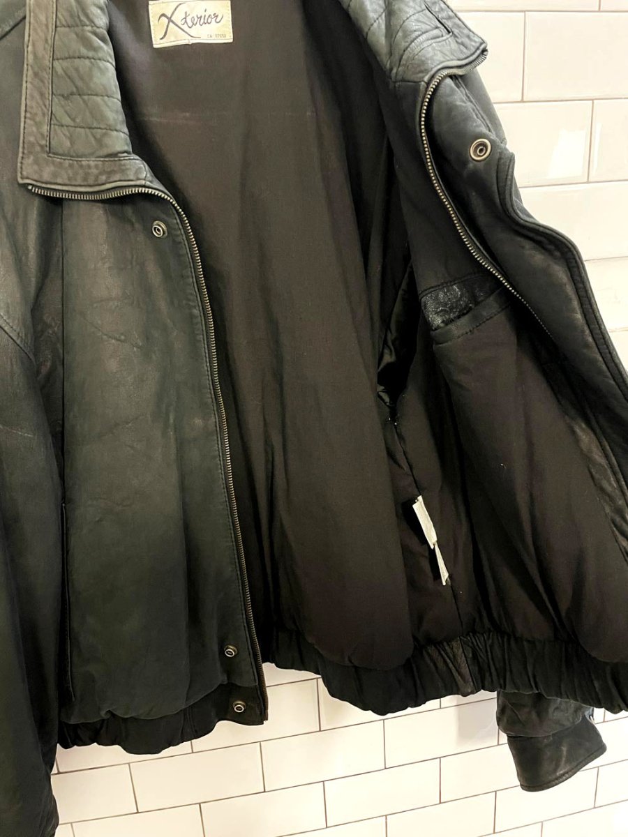 vintage 90s xterior nubuck leather bomber jacket - good market thrift store