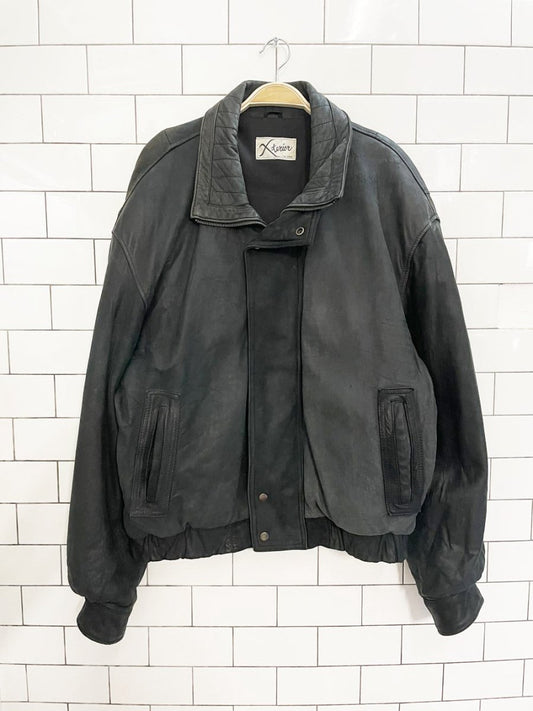 vintage 90s xterior nubuck leather bomber jacket - good market thrift store