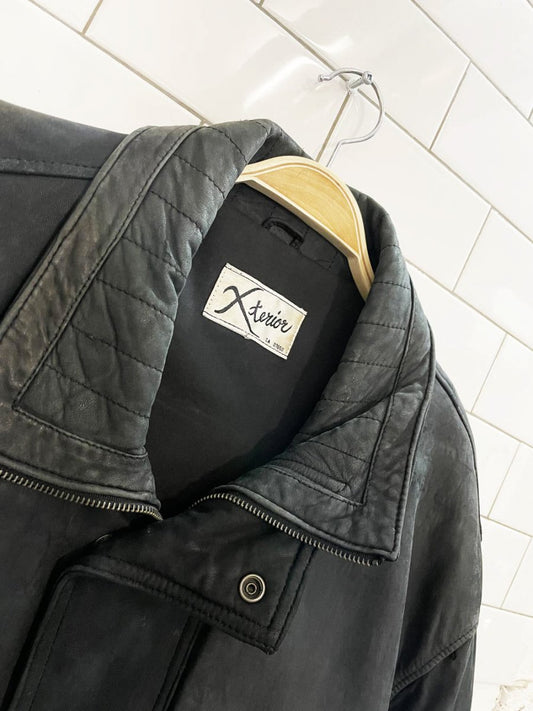 vintage 90s xterior nubuck leather bomber jacket - good market thrift store