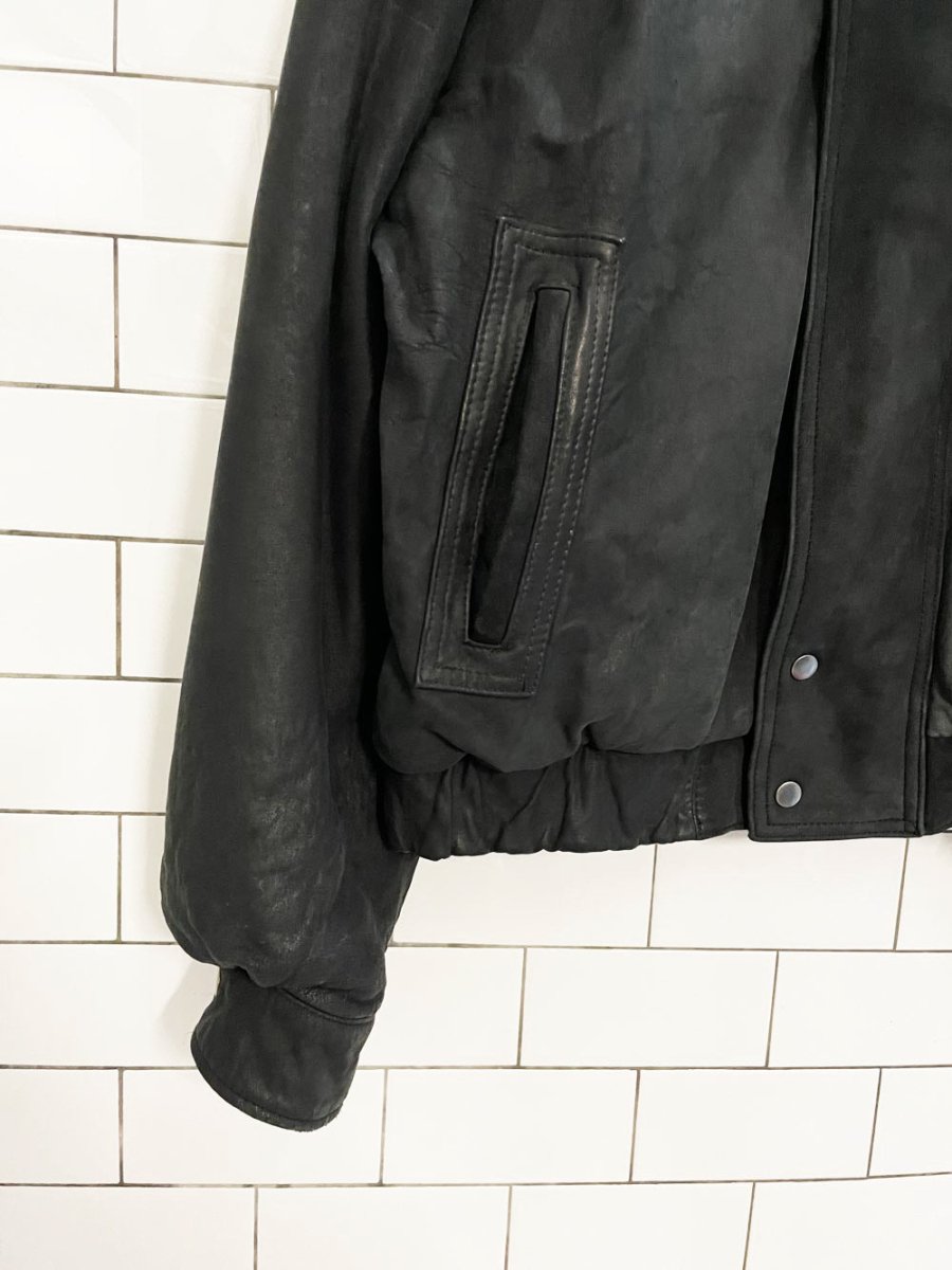 vintage 90s xterior nubuck leather bomber jacket - good market thrift store