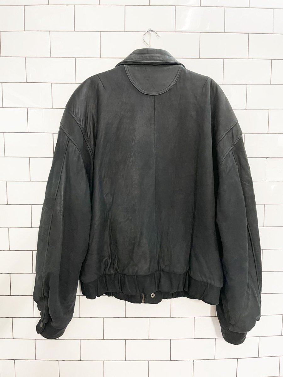 vintage 90s xterior nubuck leather bomber jacket - good market thrift store